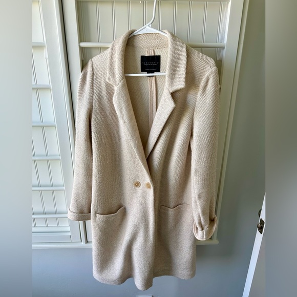 Anthropologie Jackets & Blazers - Anthropologie Cream Longline Blazer by Sanctuary